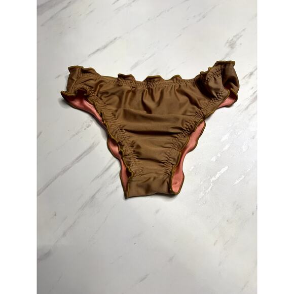 Bodied By Brazil Reversible Pink Brown Swim Bottom Scrunch Butt Brazilian Cheeky - Picture 3 of 7